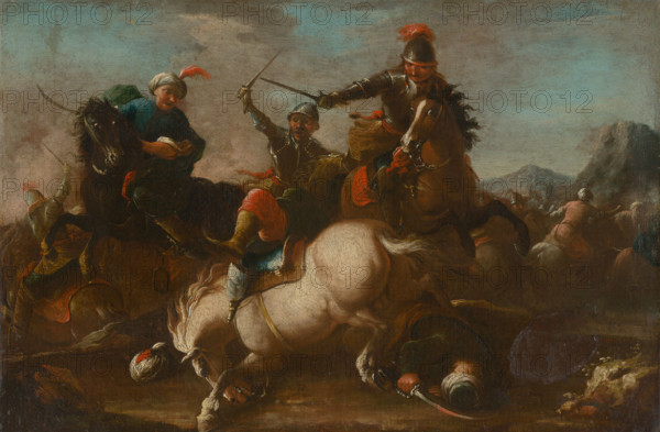 Battle Scene, 1748-1753. Creators: Unknown, Circle of August Querfurt.