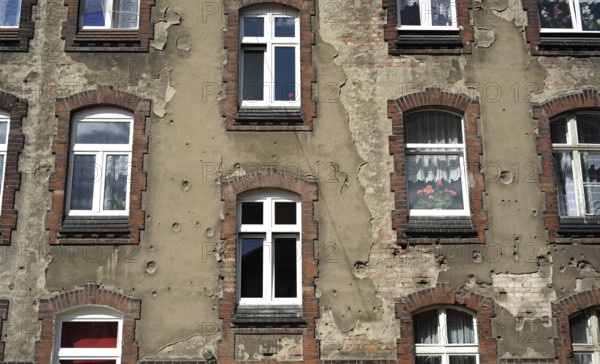 Houses adjacent to the shipyards, Gdansk, Poland, 2015. Creator: Unknown.