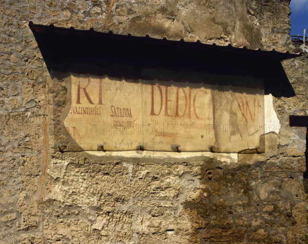 Roman graffiti on the wall, Road of Abundance, Pompeii, Italy, 2002. Creator: LTL.
