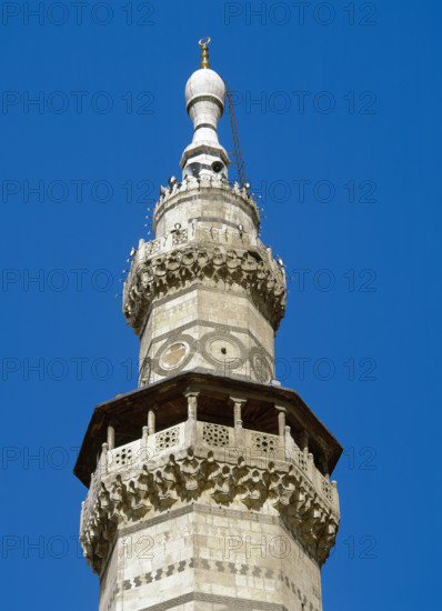 Minaret of Qait Bey, Umayyad Mosque or Great Mosque of Damascus, built in 1488, 2001. Creator: LTL.