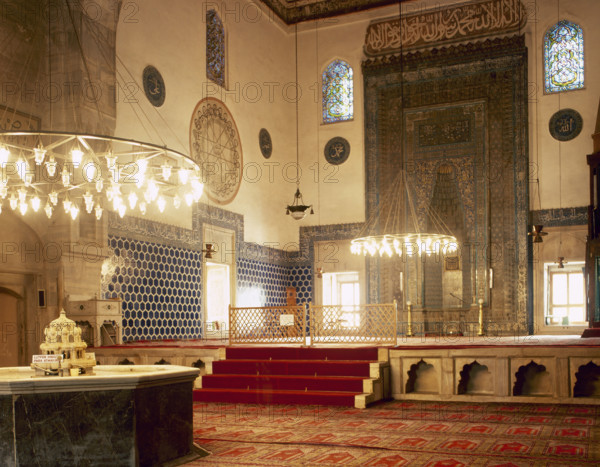 Prayer Room with the mihrab, Green Mosque, Bursa, Turkey, 1999. Creator: Unknown.