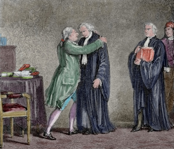 Meeting between Louis XVI and the Minister Lamoignon-Malesherbes, (19th century). Creator: Blanpain.