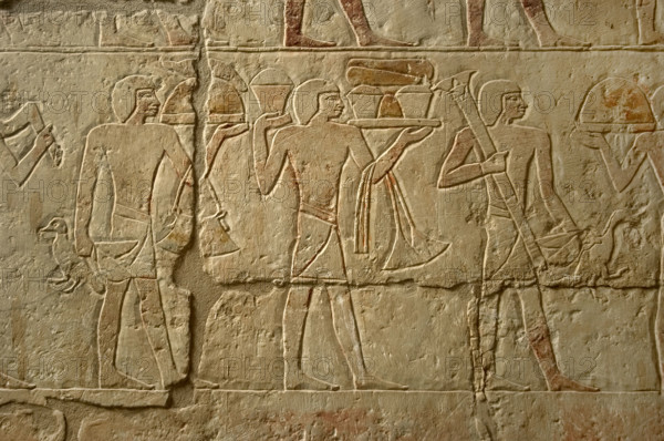 Polychrome relief depicting a religious procession, Mastaba of Iynefert, Saqqara, Egypt, (2003). Creator: Unknown.