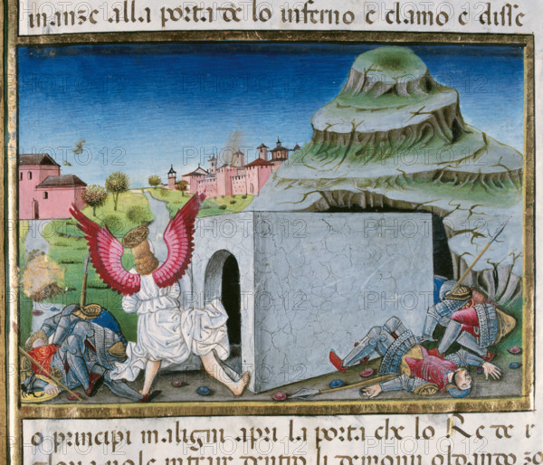 Miniature depicting an angel appearing in the tomb of Jesus and announcing his resurrection...1476. Creator: Cristoforo De Predis.