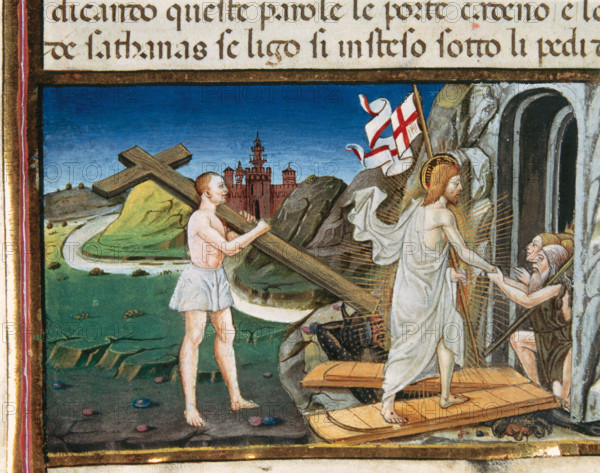 Miniature depicting Jesus, resurrected, returns to lead the righteous's souls to the Paradise, 1476. Creator: Cristoforo De Predis.