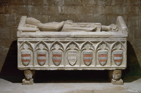 Gothic tomb of the Guimera family, Church of San Miguel, Ciutadilla, Catalonia, Spain, 1999. Creator: LTL.