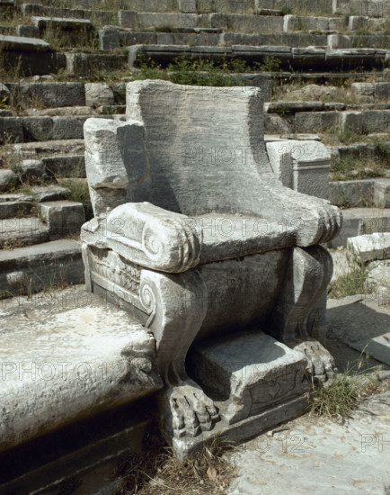 Leader seat, Theatre, Priene, Ionia, Anatolia, Turkey, 1999. Creator: Unknown.