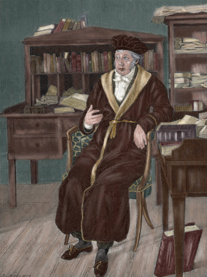 Hegel in his study, 19th century. Creator: R. Cremer.