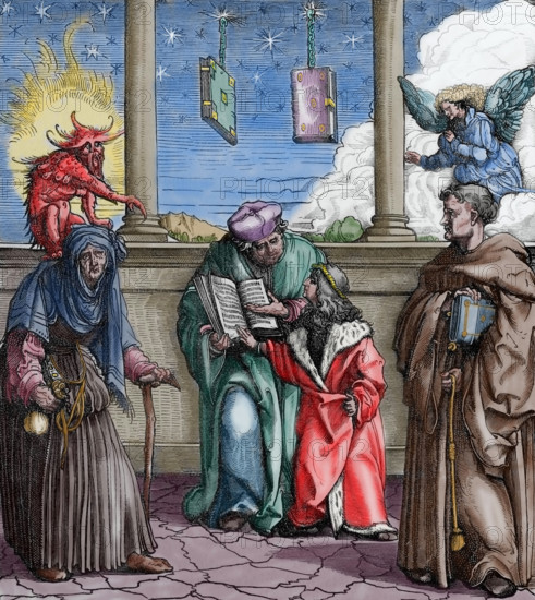 Maximilian I as a child learning black magic, (1885). Creator: Unknown.