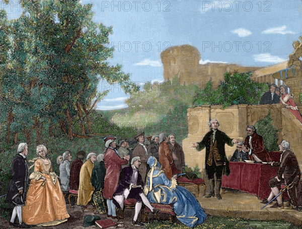 Carlo Goldoni reciting one of his comedies, Pisa, Italy, (19th century). Creator: Unknown.