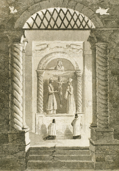 Chapel built in carved salt, Wieliczka Salt Mine, Krakow, Poland, 19th century. Creator: Unknown.