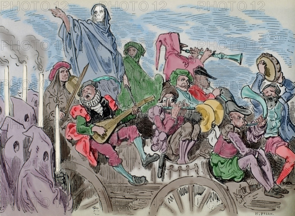 Penitents and musicians - scene from Don Quixote, 19th century. Creator: Gustave Doré.