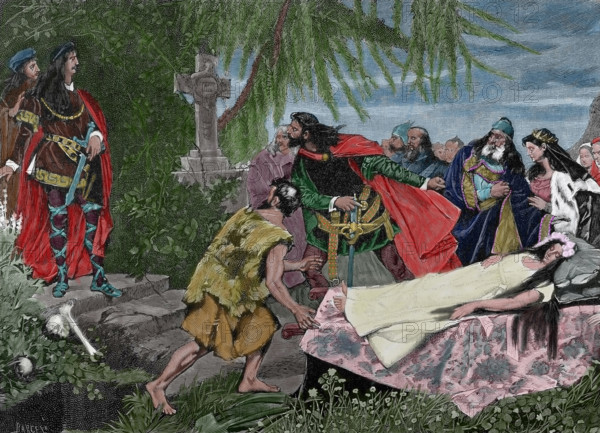 Ophelia's funeral, 19th century. Creator: Barcel.
