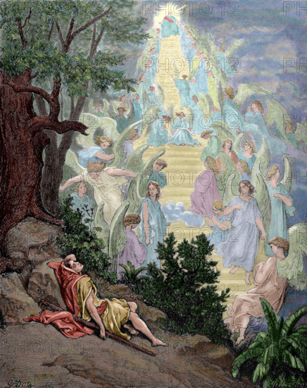 Jacob's Dream - Genesis Chapter XXVIII, Old Testament, 19th century. Creator: Unknown.