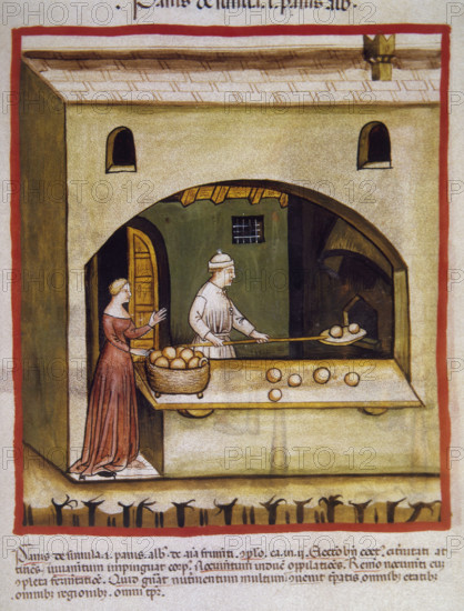 Breadmaking, 14th century. Creator: Unknown.