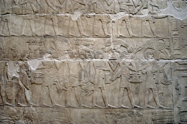 Offering bearers relief, Mastaba of Kagemni, Saqqara, Egypt, Old Kingdom, 2350 BC (2019). Creator: Unknown.