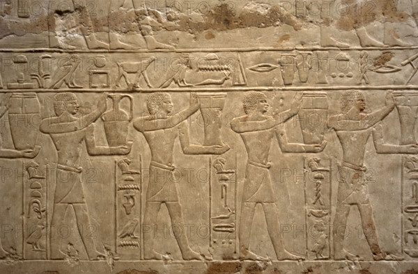 Relief depicting offering bearers, Mastaba of Mereruka, Saqqara, Egypt, Old Kingdom, 2003. Creator: Unknown.