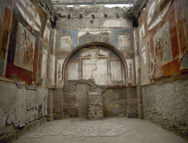 Mural paintings on the walls of College of the Augustales, Herculaneum, Italy, 1st century AD (2002) Creator: LTL.
