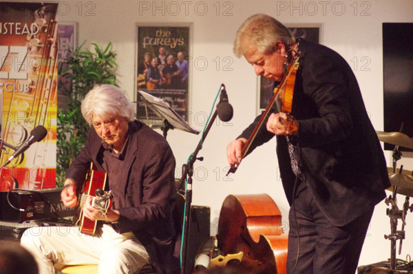 Mike Piggott and Nils Solberg, East Grinstead Jazz Club, Apron Café, Chequer Mead Theatre, 2025. Creator: Brian O'Connor.