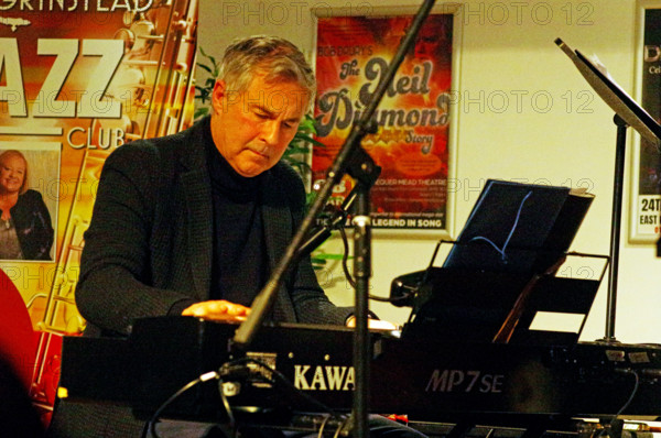 Adrian York, Paul Higgs Quartet, East Grinstead Jazz Club, Chequer Mead Theatre, West Sussex, 2025. Creator: Brian O'Connor.
