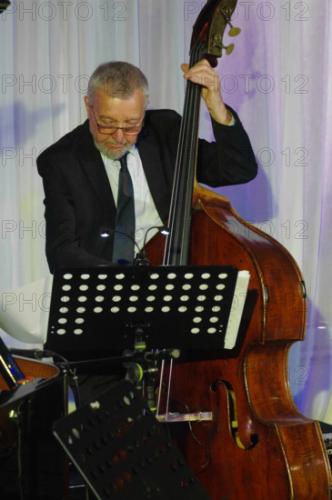 Dave Green, Anais Reno Quartet, Watermill Jazz Club, Dorking, Surrey, July 2024. Creator: Brian O'Connor.