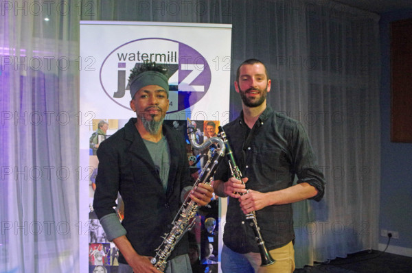 Julien Stella and Bastien Weeger, NoSax NoClar, Watermill Jazz Club, Dorking, Surrey, May 2024. Creator: Brian O'Connor.