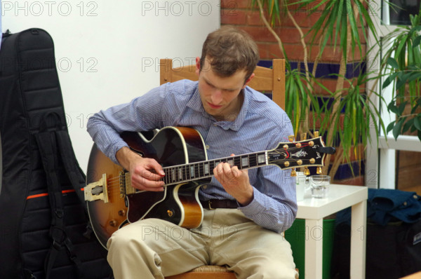 Will Arnold-Forster, Sam Braysher Quartet, Clocktower Cafe Jazz Club, Croydon, London, March 2025. Creator: Brian O'Connor.
