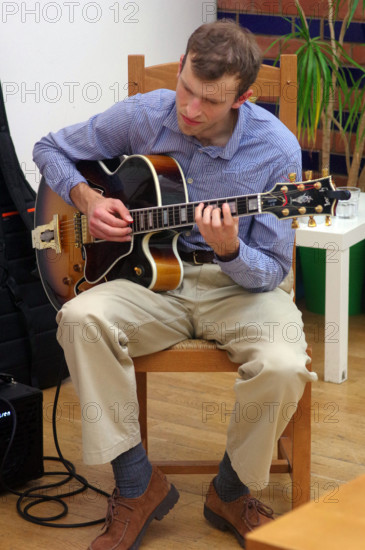 Will Arnold-Forster, Sam Braysher Quartet, Clocktower Cafe Jazz Club, Croydon, London, March 2025. Creator: Brian O'Connor.