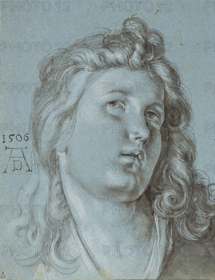 Head of the angel playing a lute (from the Feast of the Rose Garlands), 1506. Creator: Dürer, Albrecht (1471-1528).