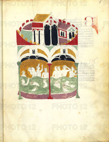 Miniature from De balneis puteolanis by Petrus de Ebulo, 1392. Creator: Anonymous master.