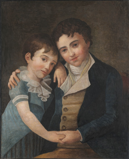 Children's double portrait: Franz Xaver Wolfgang Mozart (1791-1844) and Carl...(1784-1858), 1798. Creator: Hansen, Hans (1769-1828).