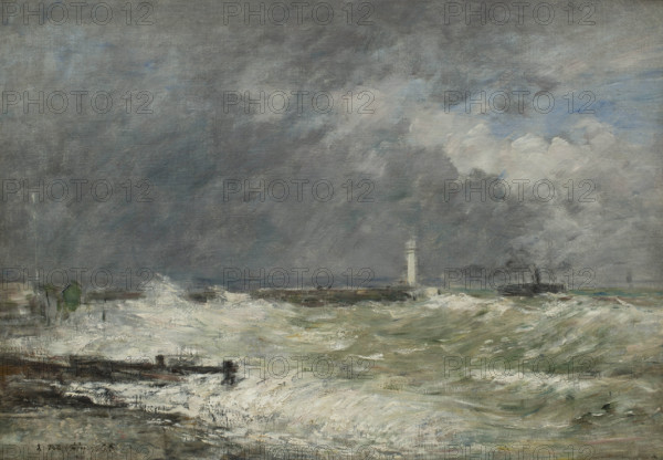 Entrées des jetées du Havre par gros temps, 1895. Creator: Boudin, Eugène-Louis (1824-1898).