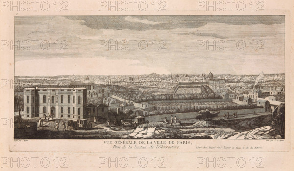Overview of the city of Paris, from the top of the Observatory, c1750. Creator: Rigaud, Jean-Baptiste (1720-?).