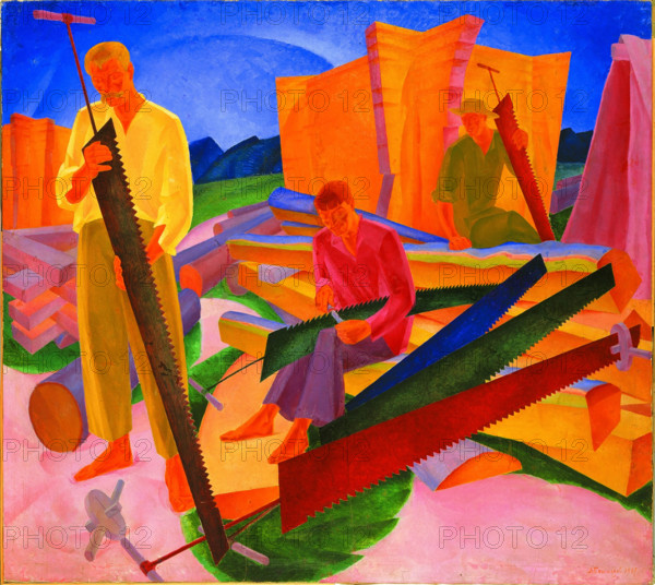 Sawyers, 1926-1927. Creator: Bogomazov, Alexander Konstantinovich (1880-1930).