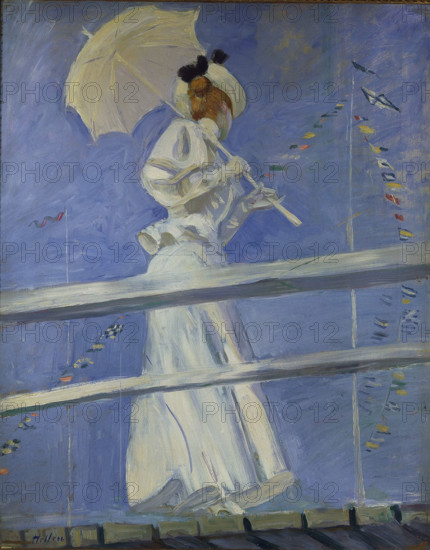 Young Woman with a Parasol on a Jetty, c1900. Creator: Helleu, Paul César (1859-1927).