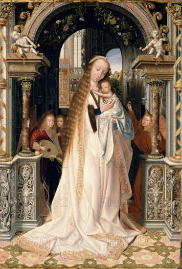 Madonna and Child with Angels, c1509. Creator: Massys, Quentin .