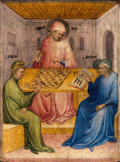 Saint Augustine and Alypius Receiving Ponticianus, c1413. Creator: Niccolò di Pietro (active 1394-1427).