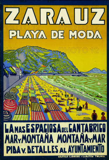 Zarauz. Playa de Moda, c1929. Creator: Nikol (Nicolás Múgica) (1887-1948).