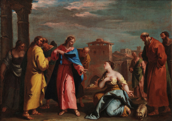 Christ and the Woman Taken in Adultery, 1727-1729. Creator: Ricci, Sebastiano (1659-1734).