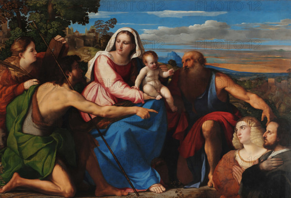 Sacra Conversazione with Donors, c1525. Creator: Palma il Vecchio, Jacopo, the Elder (1480-1528).