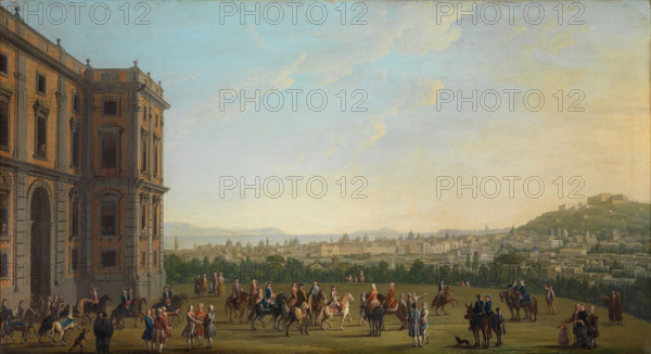 Ferdinand IV on Horseback with the Court at Capodimonte, 1760. Creator: Joli, Antonio (1700-1777).