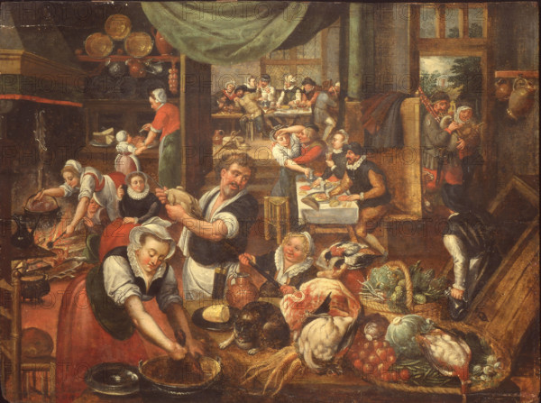 Kitchen Interior , 1565. Creator: Cleve, Marten van, the Elder (1520-1570).