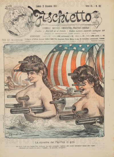 American imperialism. Cover of "Il Fischietto", 21 December 1907, 1907. Creator: Dalsani (Giorgio Ansaldi) (1844-1922).