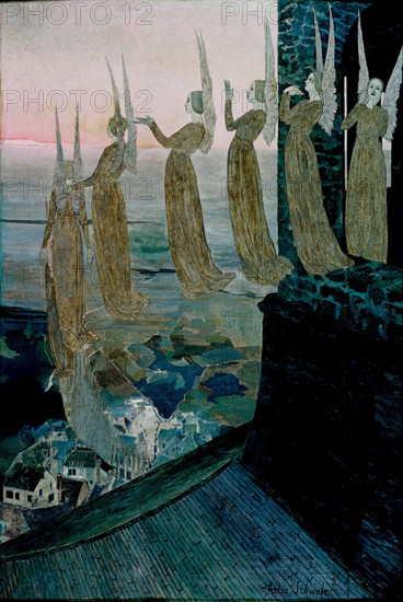 Evening bells, 1891. Creator: Schwabe, Carlos (1866-1926).