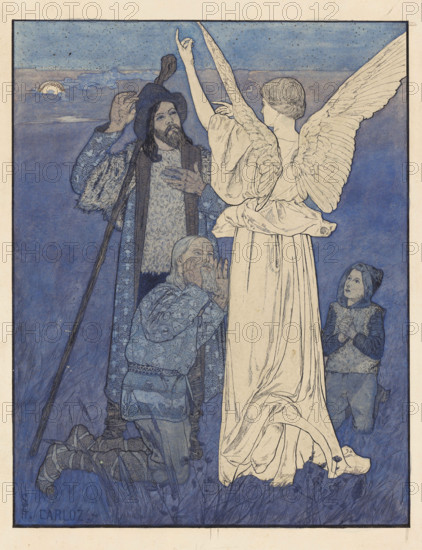 Nativity. Midnight Song (Study for the "Infancy Gospel of Our Lord Jesus Christ"), 1890. Creator: Schwabe, Carlos (1866-1926).