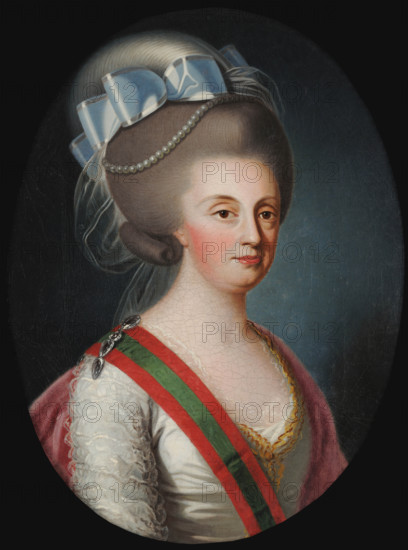 Portrait of Queen Maria I of Portugal (1734-1816), 1780s. Creator: Troni, Giuseppe (1739-1810).