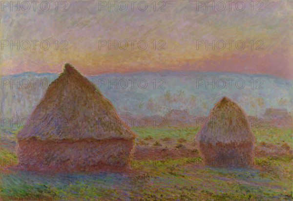 Grainstacks at Giverny. The Evening Sun, 1888-1889. Creator: Monet, Claude (1840-1926).