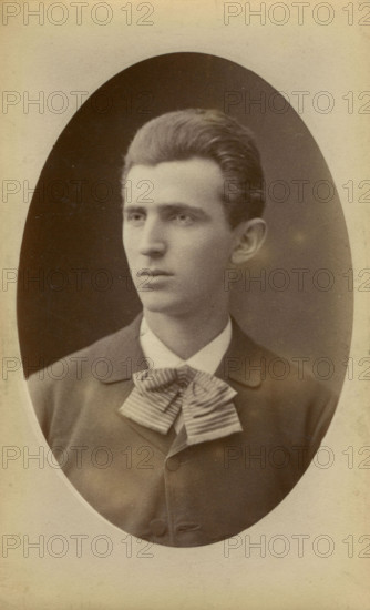 Portrait of Nikola Tesla, 1882-1884. Creator: Photo studio Henri Dupont, Paris .