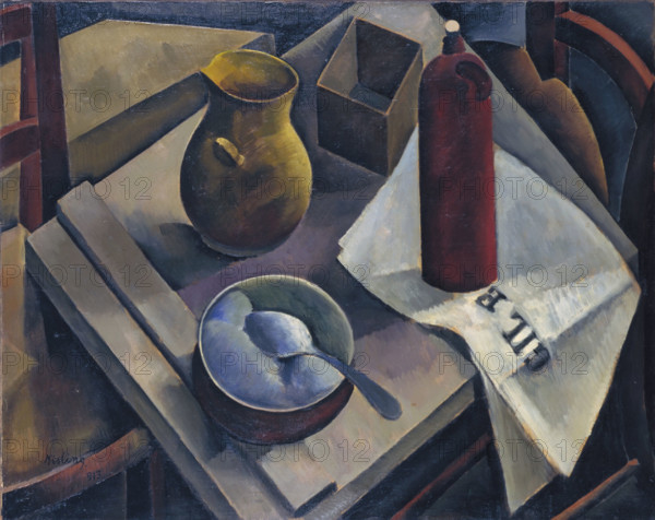 Still Life with News Paper , 1913. Creator: Kisling, Moïse (1891-1953).