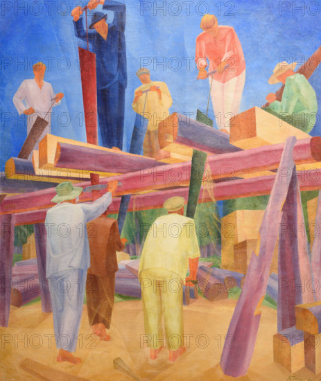 Sawyers, 1929. Creator: Bogomazov, Alexander Konstantinovich (1880-1930).